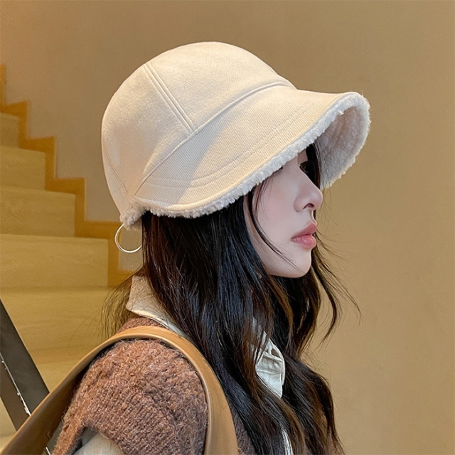 따뜻한 뽀글이 양면 와이드캡 벙거지 모자 